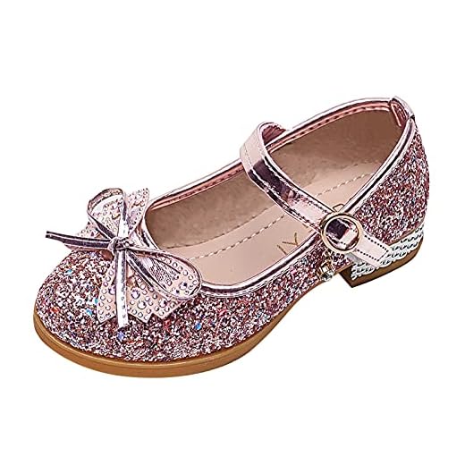 JLGY Barn, prinsesskor, flickor, bröllopsskor, kvällsskor, barnklänning, skor, eleganta barnskor, cosplay, skor, glitter, strass, dansskor med klack, högklackade skor, kostym, tillbehör, skor, ROSA, 31