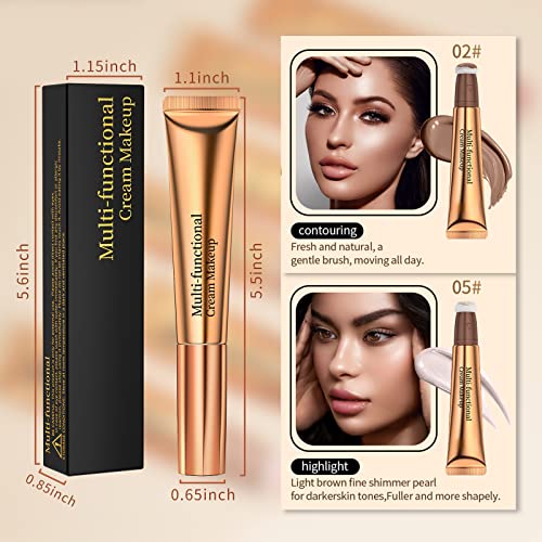 Dageda 2Pcs Beauty Women Wand,Highlighter And Contour,Liquid Highlighter And Face Concealer，Waterproof Long Lasting Liquid Creamy Contour With Sponge Applicator For Face Highlight Makeup(Color B) #TOP6