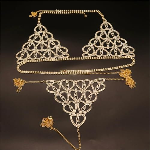 Cadena de bragas lencería body chain cristal ajustable mujer 3