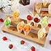 Queekay 150 Disposable Charcuterie Cones with 2 Pack 12 Holes Wooden Ice Cream Cone Display Stand Charcuterie Holder Stand 150 Fancy Toothpicks for Appetizers Wedding Decoration(Brown)