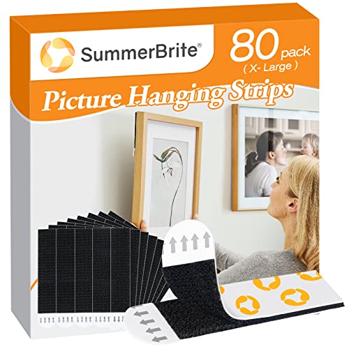 Picture Hanging Strips, Double Sided Mounting Tape Heavy Duty, Picture Hanging Kit Damage Free For Wall, Removable Wall Picture Hanging Hooks Adhesive Tape Strips For Office Decor Large 80 Strips #TOP1