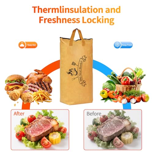 BBQ Blanket for Resting Meat: Insulated Smoker Blanket & Brisket Rest Bag, Reusable Meat Warmer for BBQ Compatible with Traeger & Pit Boss Smokers BBQ Gift for Dad Grillers (Tan)