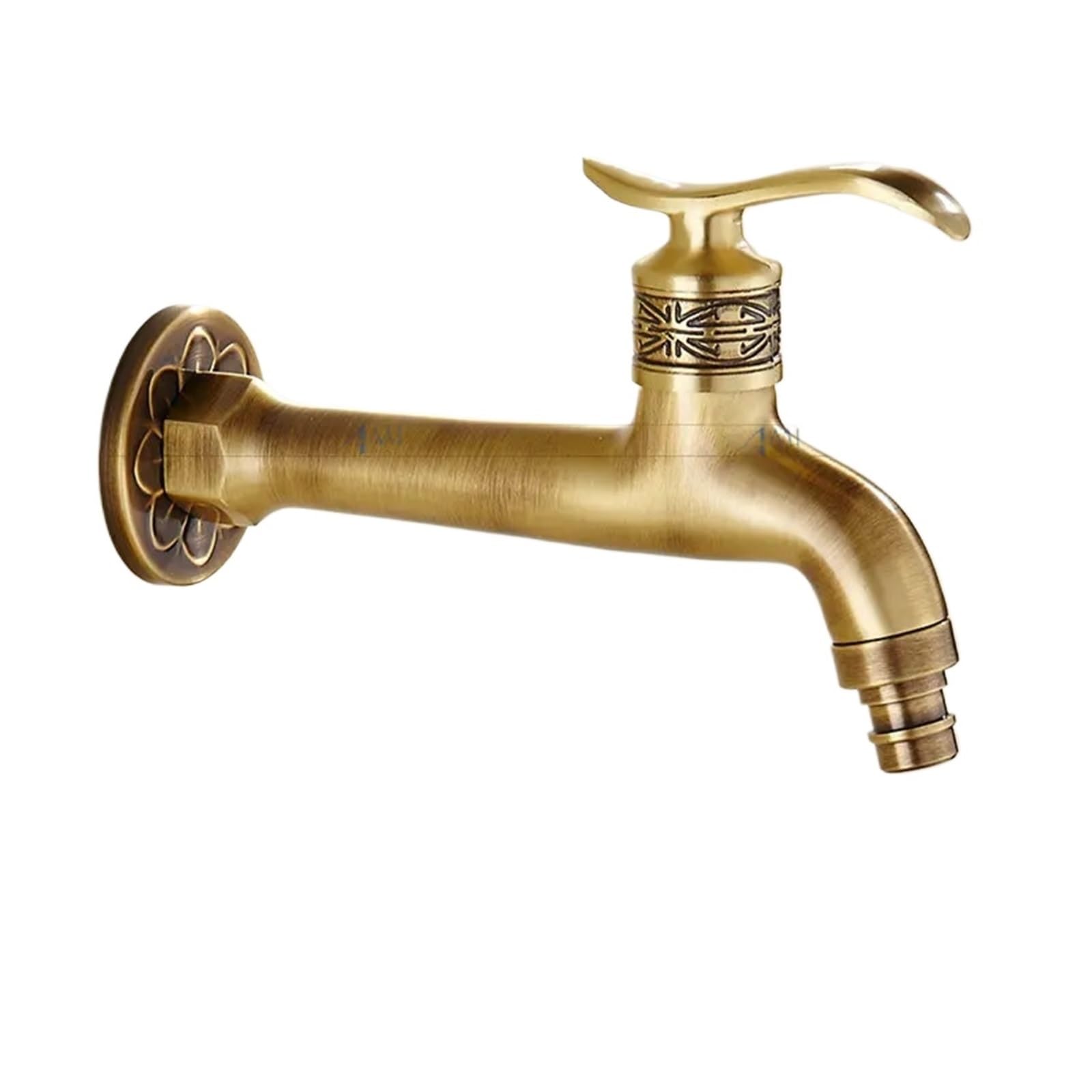 Garden Taps Brass Carved Tap Faucet Garden Bibcock Washing Machine Outdoor Single Cold(Style07)