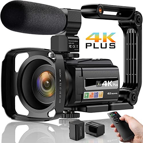PEAWOLCY 4K Video Camera Camcorder Ultra HD 48MP WiFi IR Night Vision Vlogging Camera for YouTube,16X Digital Zoom 3″ IPS 270°Rotatable Touch Screen Camera Recorder with Microphone,Remote,Lens Hood