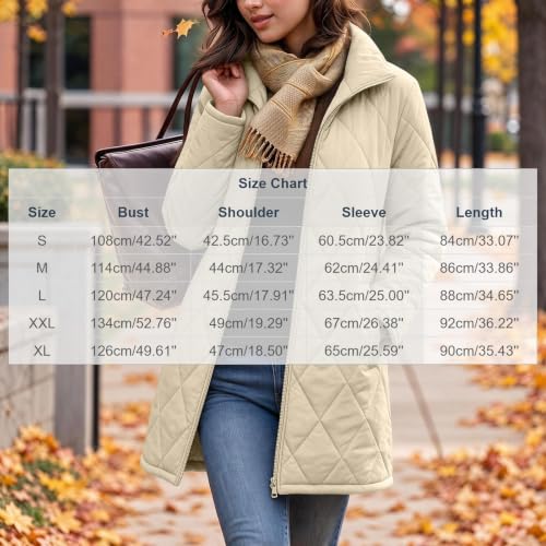 Quilted Jackets for Women Lightwight Fall Winter Mid Length Padded Coats - image 5