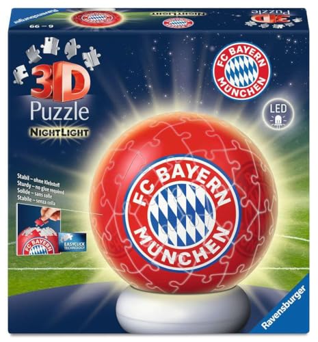 Ravensburger 12008056 Puzzle 3D FC Bayern Munich pour Enfants à partir de 6 Ans - avec veilleuse LED - Lampe de Chevet pour Enfants - Cadeau pour garçons et...