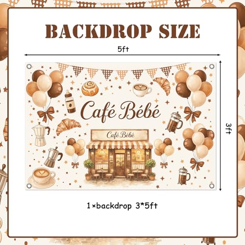 Sursurprise 5x3ft Cafe Bebe Backdrop, Coffee Baby Shower Decorations by Sursurprise - Used condition - Image 4