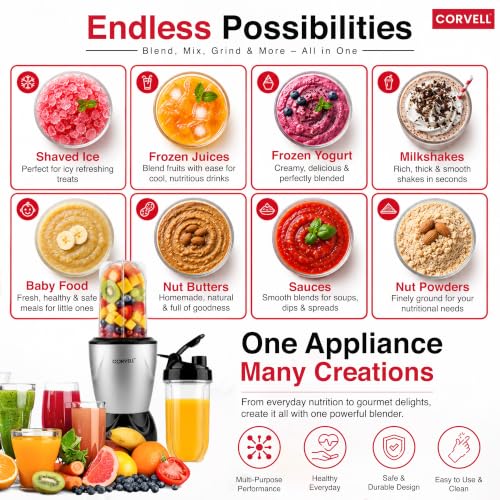 Image of Nutri Juicer Mixer Grinder 500W, Silver | 2 Jars & 1 Multi-Purpose Blade, Smoothie Maker for Juices, Shakes & Grinding, Stainless Steel Blade Jars, Powerful Motor
