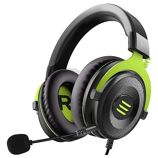 EKSA E900 Wired Stereo Gaming Headset-Over Ear Headphones with Noise Cancelling Mic, Detachable Headset Compatible with PS4, Xbox One, Nintendo Switch, PC, Mac, Laptop (Green)