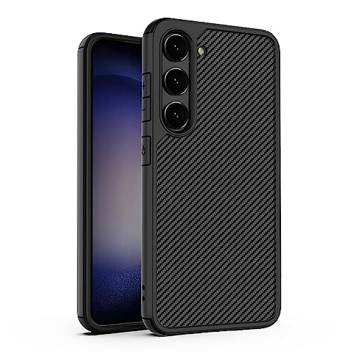 TEOPHA Case for Samsung Galaxy S23, Carbon Fiber Texture Shock-Proof & Anti-Scratch, Translucent Protective Cover for Samsung S23, 6.1", Black