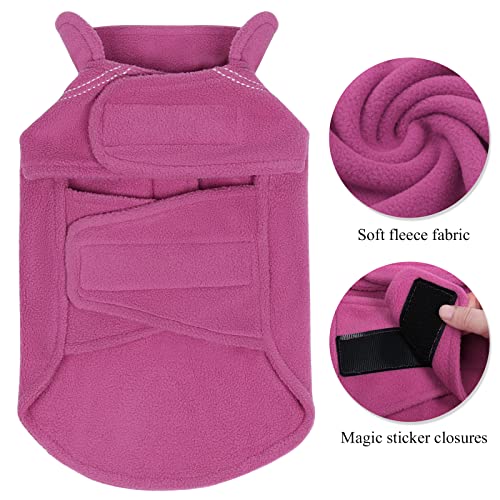 VIVAGLORY Cozywrap Wintermantel Hund, Hundejacke mit Geschirr Öffnung, Fleecejacke Hund Hundejacke, Reflektierend & Verstellbar Fleece Softshell, S, Fuchsia