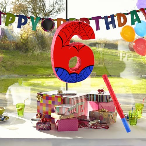 Piñata araignée numéro 6 pour offrir une surprise originale d'anniversaire 6 ans - 4