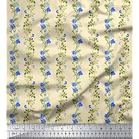 Soimoi Viskose-Stoff 1 Meter – Blumen-Druck Pfingstrose/Tulpe, 42 Zoll Breit, Für Kleidung & Deko