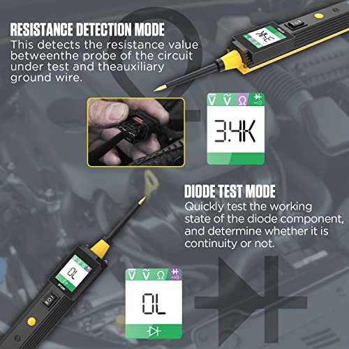 AUTOOL Power Circuit Probe Tester Automotive Circuit Tester Car Fuse Relay Short Tester Breaker Finder 6-30V AC DC Voltage Resistance Diode Electrical System Test Diagnostic Tool for 12V 24V Vehicle - Image 6