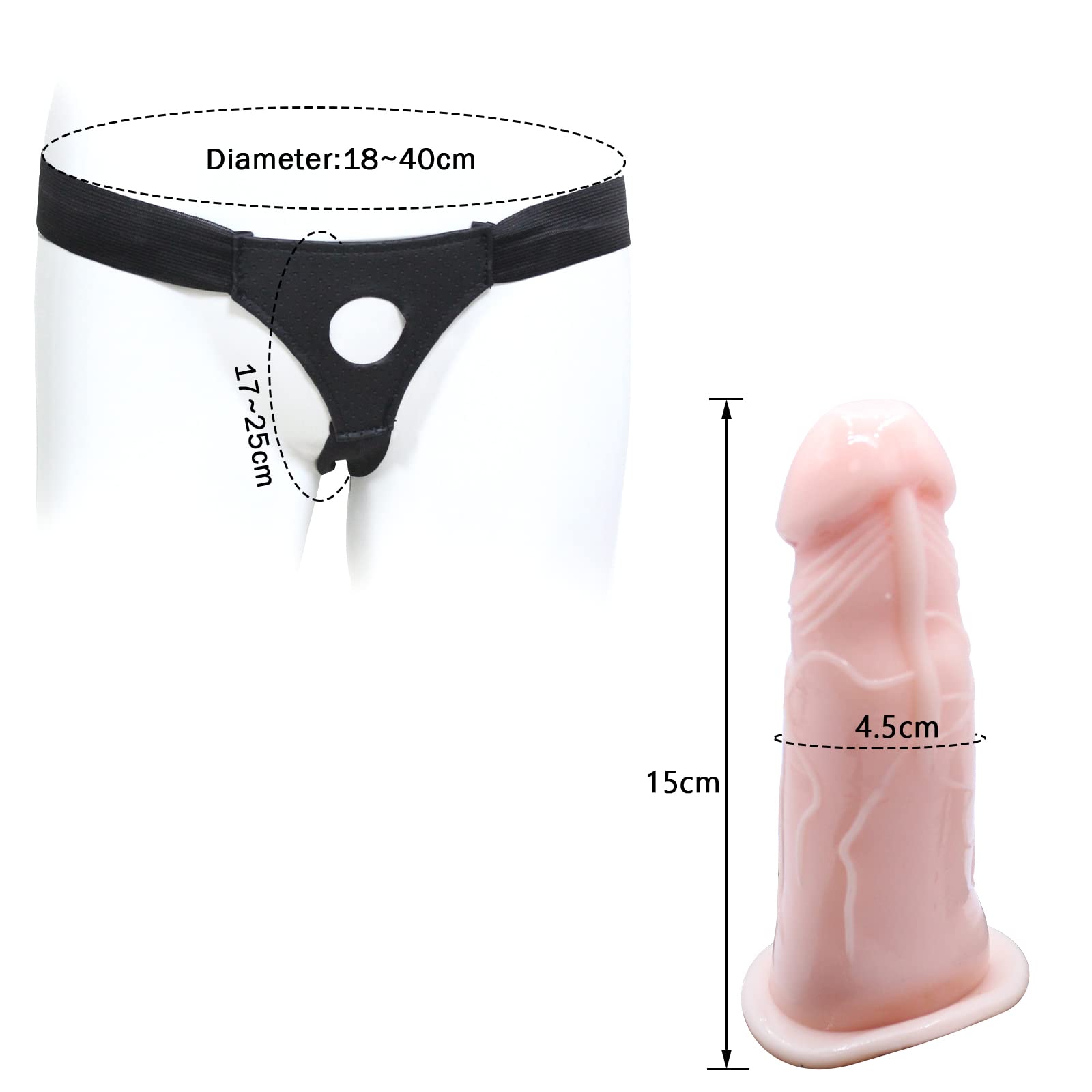 Consolador con correa BDSMJOY, fundas para pene, tanga ajustable con consolador hueco, extensor de pene para hombres, masturbador de réplica de pene para juegos de rol. (S)