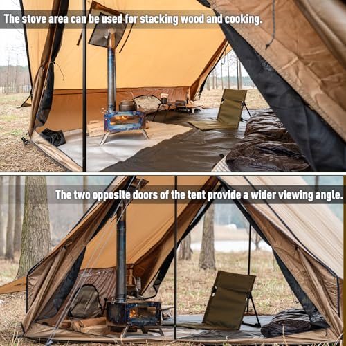 POMOLY Camping Hot Tent Cabin Tent, Chalet 70 Pro Portable Wall Tents with Stove Jack and Two Poles for 2-3 Person Hiking, Backpacking (M) by POMOLY - Image 6