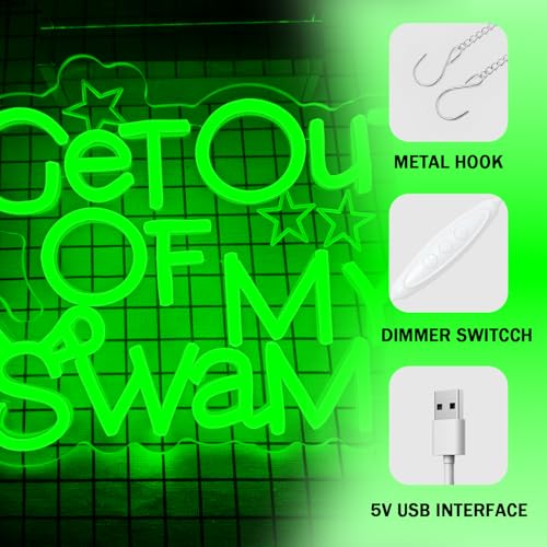 Image of Get Out of My Swamp Neon Sign Funny Neon Sign for Wall Decor Dimmable USB Night Light for Game Room Bedroom Birthday Party Gifts