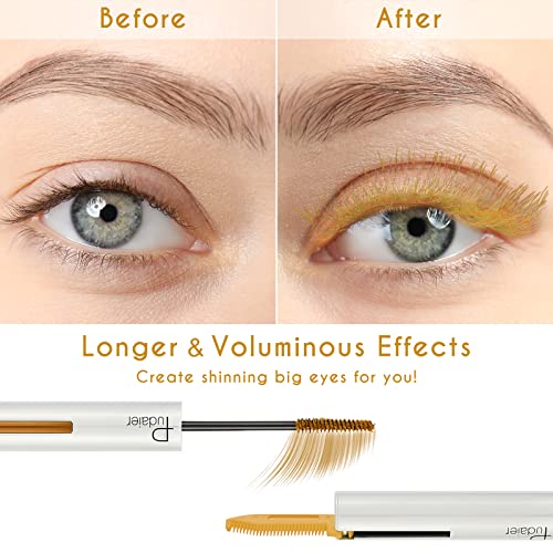 Neburora Colored Mascara For Eyelashes, Gold Mascara With Eyelash Curler, 5 Colors Options, Lengthening Defining Volumizing, No Clumping, Eye Makeup Party Stage Use #TOP3