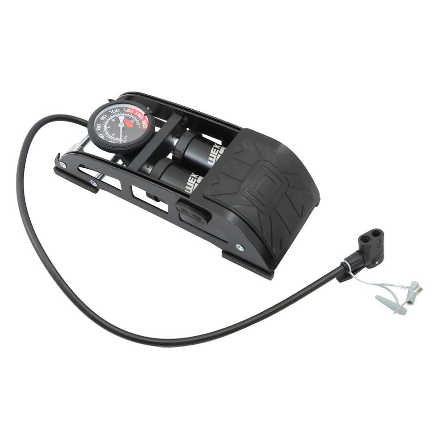 We'k'go Pompa a Pedale Doppio Cilindro con Manometro Grande | Gonfiaggio Rapido Fino a 11 Bar (160 PSI), Attacco Universale Presta/Schrader