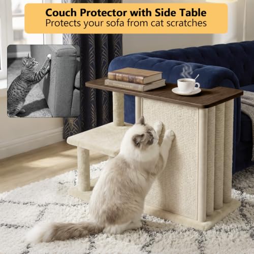 Image of Homegroove Cat Scratching Post, Mushroom Shaped Tall Scratch Post with Large Stable Round Base, Sisal Cat Scratcher Furniture for Indoor Kittens and Adult Cats (Brown - Right)