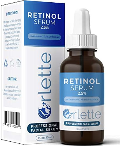 Orlette Retinol Serum for Face with Hyaluronic Acid - Resurfacing Retinoid Serum with Vitamin A-E, Medical Grade 2.5% Retinol Anti Wrinkle Facial Serum - Boost Collagen Reduce Fine lines and Age Spots
