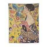 Gustav Klimt Lady with A Fan Fan Prints Wall Art Poster Wall Art Tapestry Scroll Tapestries Painting Picture Living Room Decor Home Bedroom 30