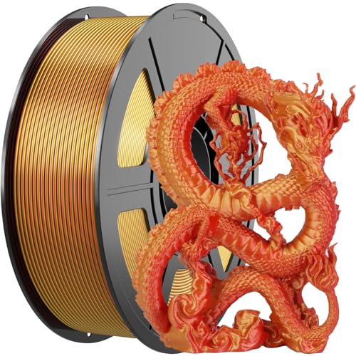 Amoybaby Silk PLA 3D Printer Filament, Silk Dual Color Gold Red PLA Filament 1.75+/-0.03mm, Shiny Coextrusion PLA Filament, Color Change 3D Printing Filament 1KG/2.2lb