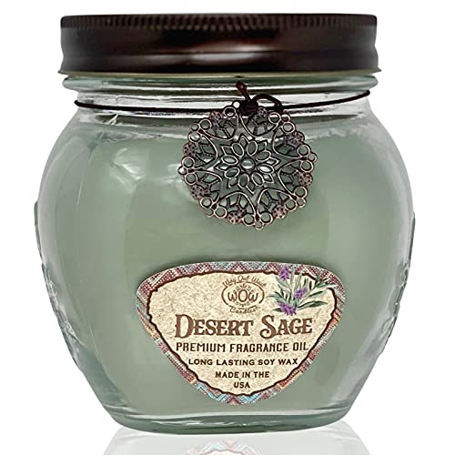 Long Lasting, Fragrant Soy Candle- Gift Boxed Large Scented Candle - Great Gift for Mom (Large Jar, Desert Sage)