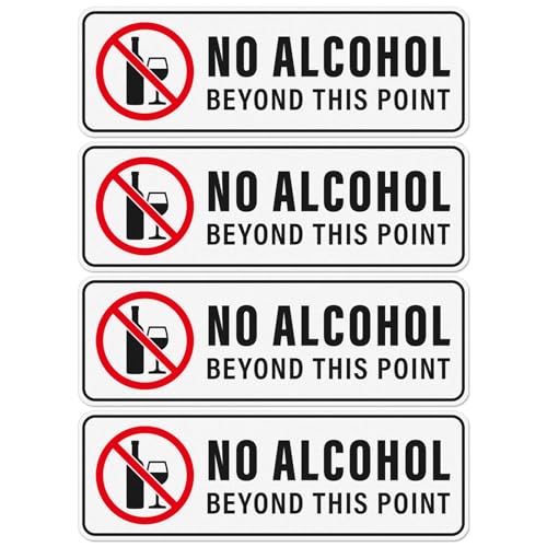 Anobell 4 Pack No Alcohol Beyond This Point Signs 9 x 3 Inch Aluminum Sign