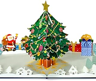 CUTPOPUP Tree Xmas Card Pop Up, 3D Happy Santa Claus Card, Christmas Tree Card Pop Up For Family, Friends, Kids, Children - Christmas, Birthday Thanksgiving, New Year UK