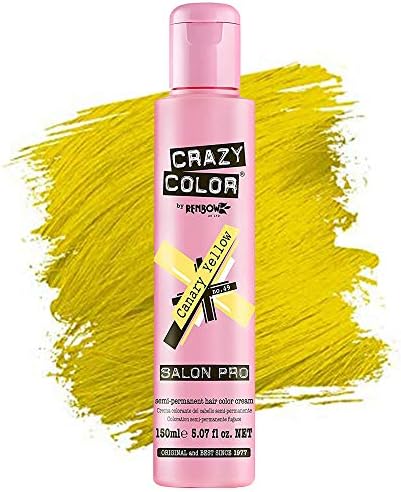 Crazy Color Hair Dye - Vegan and Cruelty-Free Semi Permanent Hair Color - Temporary Dye for Pre-lightened or Blonde Hair - No Peroxide or Developer Required (CANARY YELLOW)