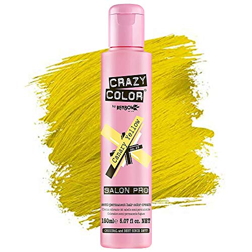 Crazy Color Hair Dye - Vegan and Cruelty-Free Semi Permanent Hair Color - Temporary Dye for Pre-lightened or Blonde Hair - No Peroxide or Developer Required (CANARY YELLOW)