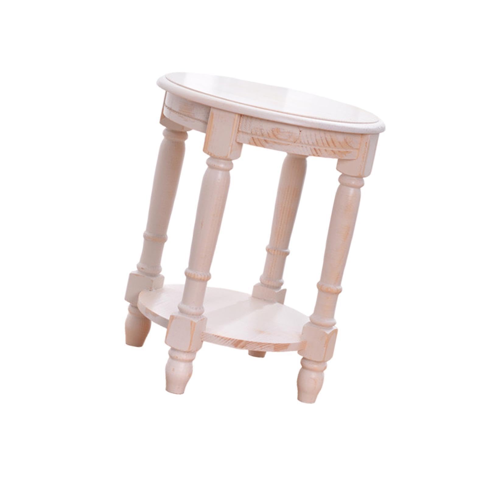 mophrati Plant Stand Wooden Stool Round Rustic Planter White 25x20cm