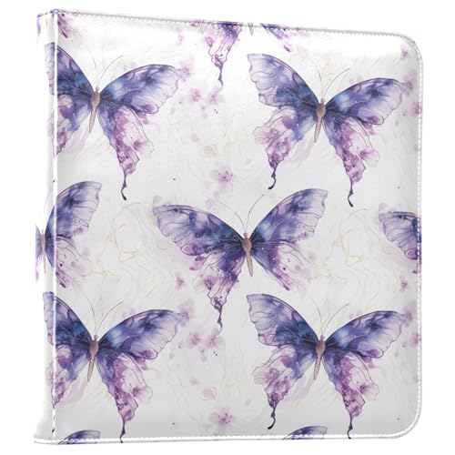 Álbum de Fotos ALAZA con Cubierta de Poliuretano, Diseño de Mariposa y Mármol, Álbum Autoadhesivo con Anillas de 3 Argollas para Recuerdos de Boda, Familia y Viajes miniatura 1