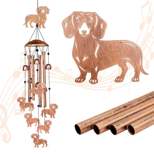 Dachshund Wind Chimes for Outside,Dachshund Gifts for Women Men,Metal Decor