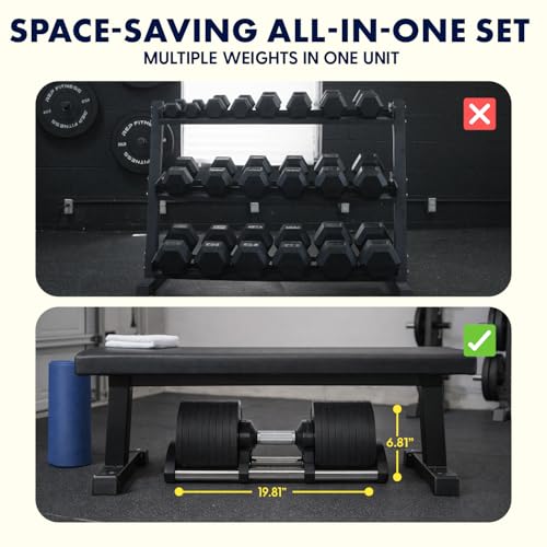 Image of SQUATZ Adjustable Dumbbells with Quick Weight Change, Space-Saving Dumbbell Set with Anti‑Slip Handle, Secure Locking System, Heavy‑Duty Plates & Base for Home Workout and Strength Training