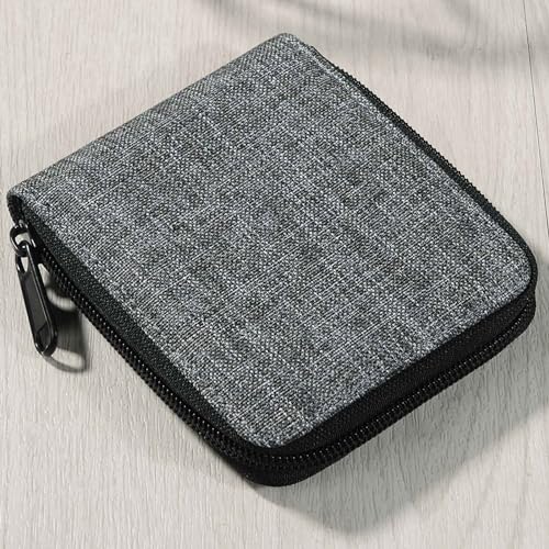 ＪＭ ＪＥＭＩＮＡＬ 杰米路 JEMINAL Zip Short Wallet for Men & Women: Boys & Girls Travel Bifold Fabric Canvas Wallet with Card Case - Women' Large Capacity Zip Wallet with Coin Purse Gray4