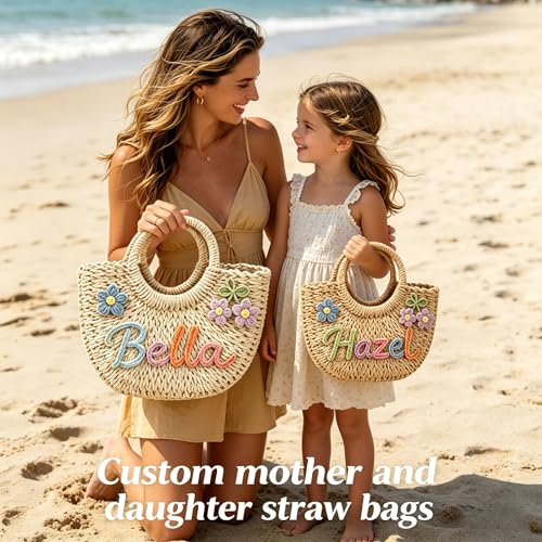 Bolso playa tejido para mujer personalizado miniatura 2
