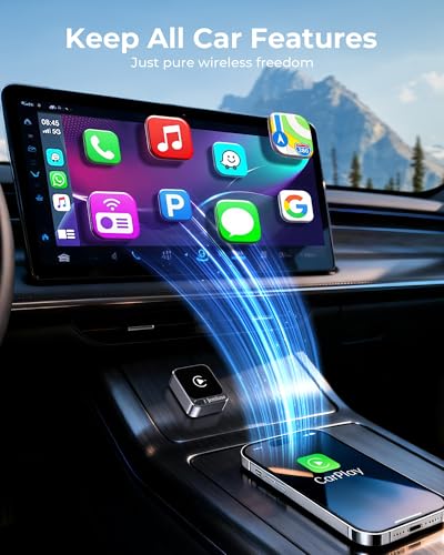 Image of Jemluse Wireless CarPlay Adapter for Apple - Mini Size, Fast Stable Connection Convert Wired to Wireless Car Play Dongle for iPhone iOS 10+, Plug & Play for Cars from 2016+ w /USB-C (Grey)