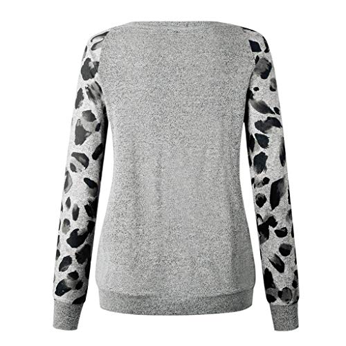 Wallity Loose Sweatshirts for Women Casual Long Sleeve Tops A-Gray Medium