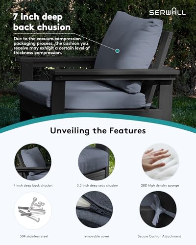 Image of SERWALL HDPE Patio Conversation Set with Side Table