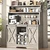 Farmhouse Coffee Bar Cabinet with 3 Tier Storage Hutch 47 Coffee Bar Station with Sliding Barn Door Hutch Storage Cabinet with 9 Wine Racks 9 Hooks for Kitchen Dining Living Room