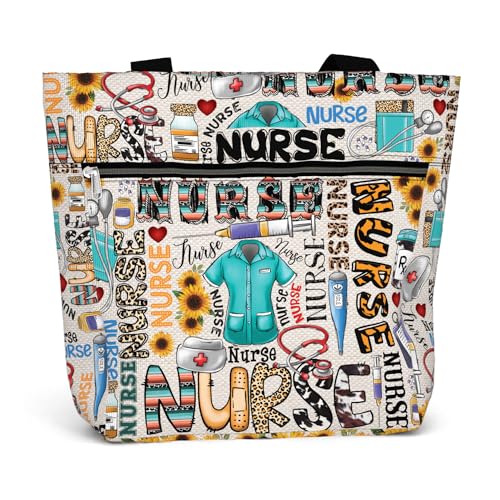 Image of 84hoods Large Waterproof Tote Bag with Pockets and Zipper for Work. Gift for Nurse. Shoulder Bag for Women.