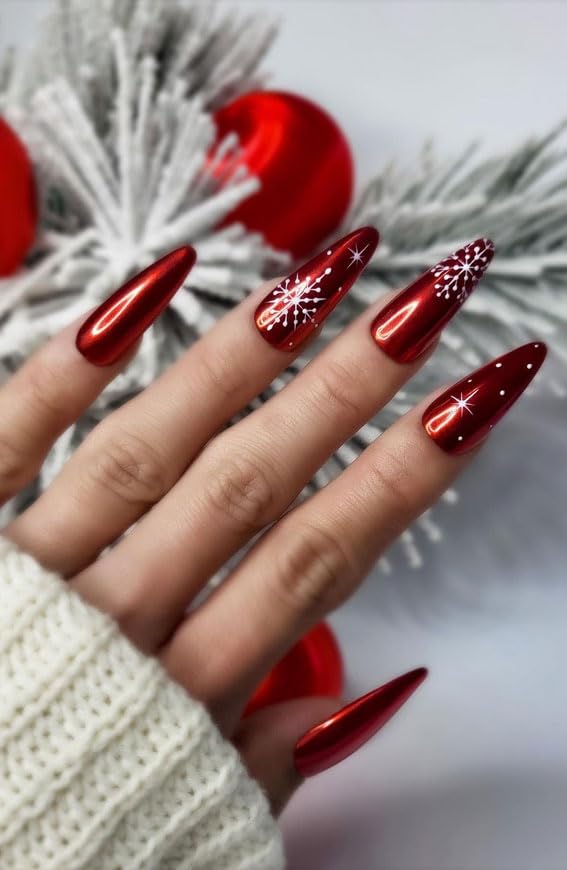 Miniatura 4 de Polvo de uñas cromado rojo  Uñas de Navidad efecto espejo metálico polvo manicura pigmento de uñas de alto brillo cromo polvo polvo polvo de uñas