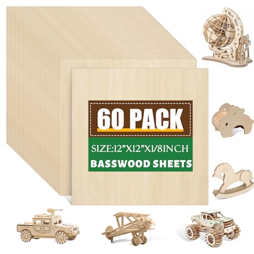 60 Pack Basswood Sheets 12x12