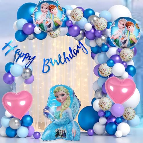 Image of Rozi Decoration Happy Birthday Decoration Frozen Theme Set of 71 Pcs Frozen Birthday Decoration Items for Girl | Elsa Theme Birthday Parties Decorations | Princess Birthday Decoration