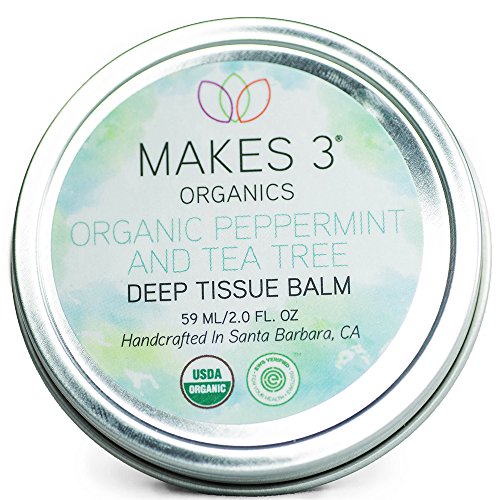Makes 3 Organics Deep Tissue Balm, Peppermint & Tea Tree, 2 Fluid Ounce