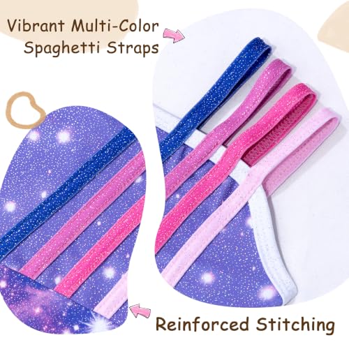 Image of HOZIY Gymnastics Leotards for Girls with Shorts Toddlers Biketards Rainbow Unicorn Dinosaur Mermaid Leopard Flower Galaxy