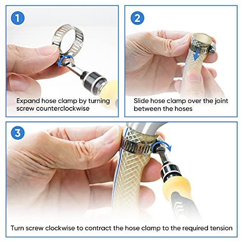 Ticonn 20Pcs Hose Clamp Set - 1/4''–7/16'' 304 Stainless Steel Worm Gear Hose Clamps For Pipe, Intercooler, Plumbing, Tube And Fuel Line #TOP6