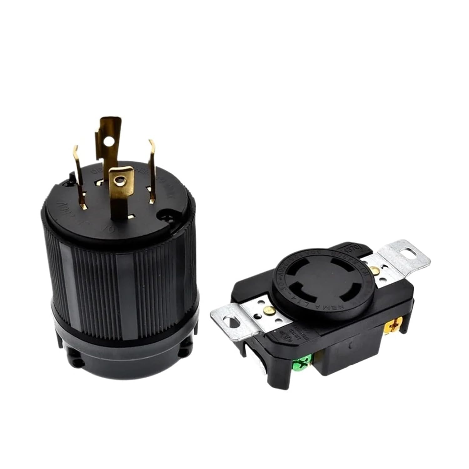 30 Amp, Connector Set L14-30R and L14-30P, 125/250V, Industrial Locking Receptacle, Grounded 7500 Watt Generator(NENA L14-30P)